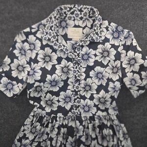 Kate Spade New York Hollyhock Navy White Floral Fit & Flare Shirt Dress Small